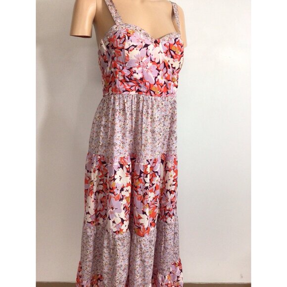 Floral Boho Tiered Maxi Dress Womens Large - Picture 7 of 10
